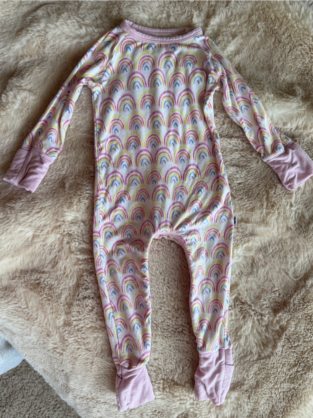 Little Sleepies 0-3M Pink Rainbow Print One-Piece Pajama